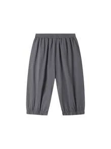 Annil Boys' Knit 3/4 Pants, Suitable For Summer Sports, Cool And Comfortable, Versatile Casual Pants - Grey - View 2