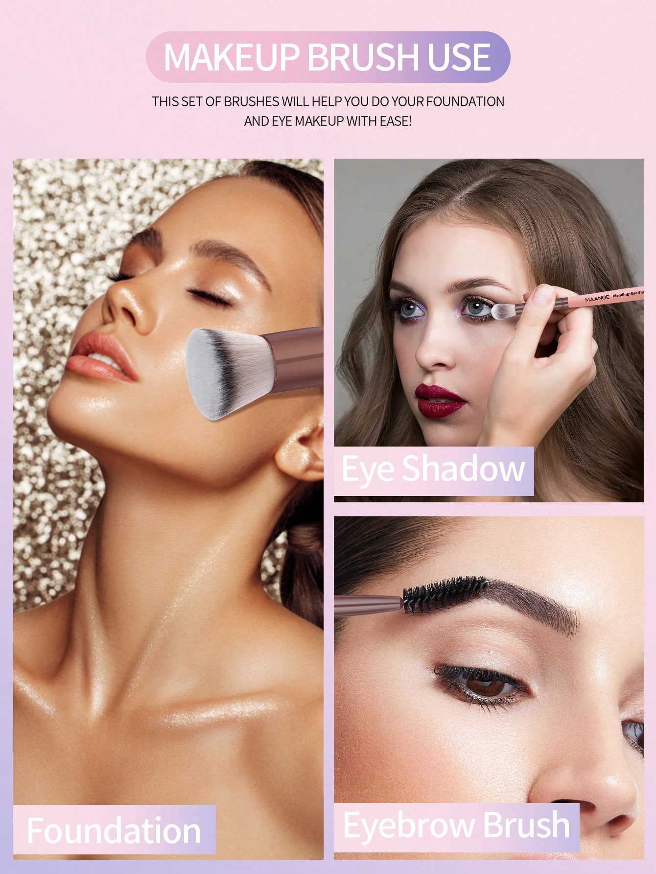 MAANGE 3/7 قطعة مجموعة فرش وجه احترافية مع حقيبة ح...