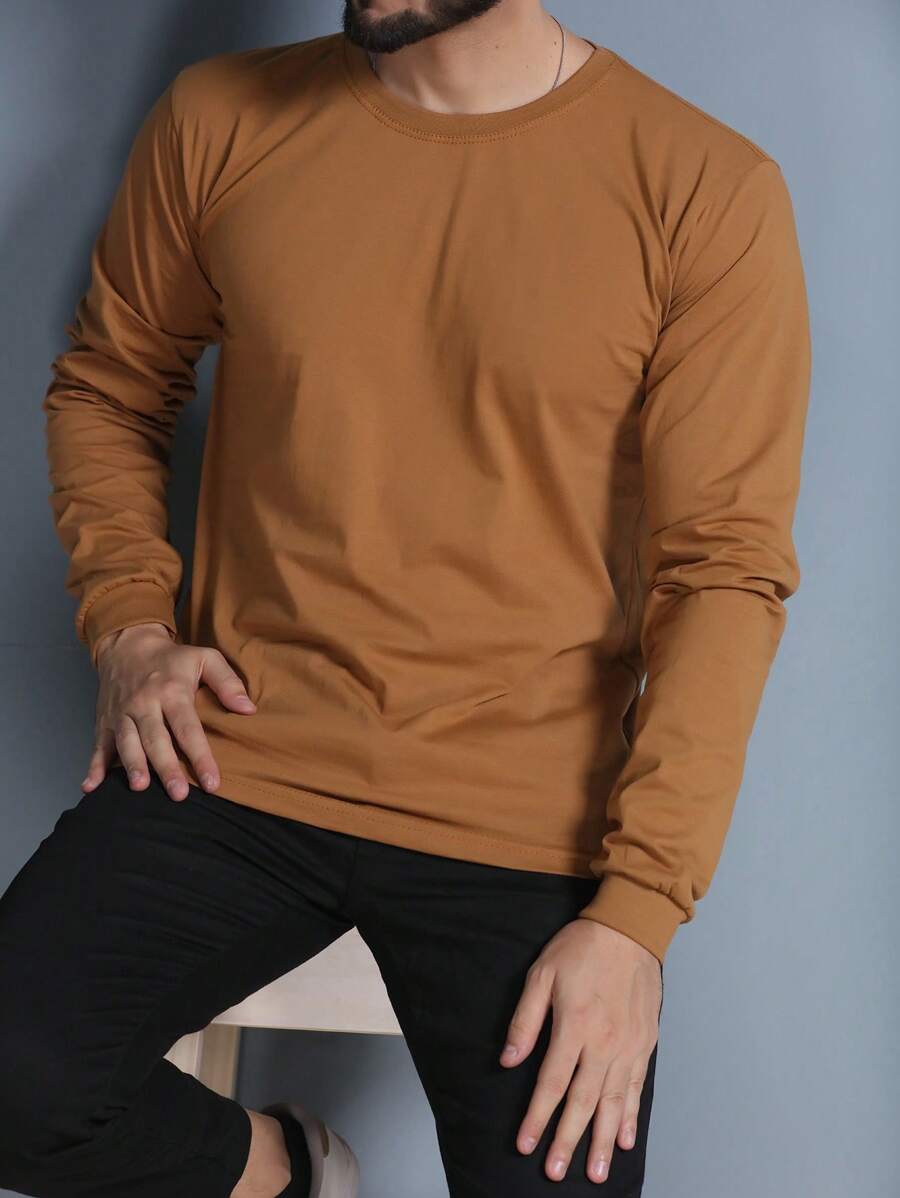 Men T-Shirts - 芥末黃 - 查看 1