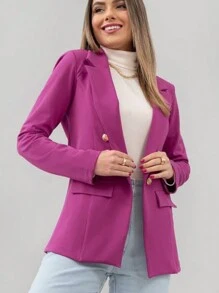 Women Blazers - Rose Red - View 2