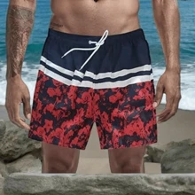 1 Short Playa Para Hombre Colores Unitalla Ajustable Traje De Baño Para Vacaciones Natacion Con Cordón Ajustable Comodo  LEODY - Rojo - Ver 2