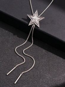 1 Pieza De Collar Largo Con Colgante Vintage Y Elegante De Cinco Puntas De Estrella Para Joyería De Fiesta Nocturna De Mujeres