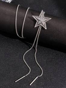 1 Pieza De Collar Largo Con Colgante Vintage Y Elegante De Cinco Puntas De Estrella Para Joyería De Fiesta Nocturna De Mujeres