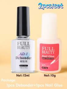 مجموعة مكونة من قطعتين: غراء أظافر شفاف زائف + مزيل غراء الأظافر (سائل سريع الذوبان)، لاصق أطراف الأظافر الزائفة مع فرشاة، لاصق تعزيز وتمديد الأظافر، جل زخرفي سريع الجفاف، أداة مانيكير مزيل للاصق مجموعة الأظافر - متعدد الألوان - مشاهدة 4