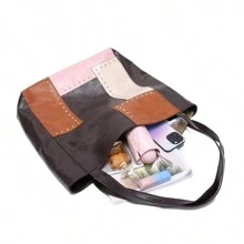 Đinh tán Khối màu Punk cổ điển Phong cách Túi tote đeo vai - Cà phê nâu - Xem 10