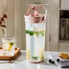A Small Cubic Water Pitcher For Refrigerators Made Of Heat-Resistant Plastic, With A Large Capacity For Home Use. It Can Be Used As A Cool Water Cup, A Sealed Cold Water Pitcher Or A  Barrel. - Pink - View 10