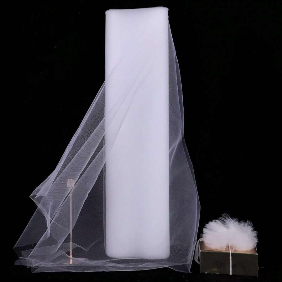 5米*48厘米透明水晶雲絲織物紗網卷，適用於家庭禮品包裝、婚禮儀式走道椅子裝飾、慶祝派對裝飾、嬰兒沐浴襯衫、DIY手工藝品製作等