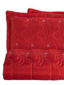 Diva Luxury Embroidered Double Bedspread 3 Pieces Vibrant Colors With Ruffle And Pillowcase - Đỏ - Xem 1