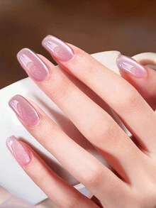 Pink Cat-Eye Gel Nail Polish, Glass Bead Cat-Eye Nail Gel, Immersion UV/LED Curing, Suitable For Nail Salons And DIY Designs.(1pc) - Multicolor - View 2