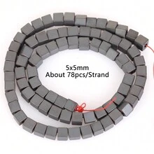 1條天然赤鐵礦石黑色啞面幾何圖案愛心立方圓珠珠寶製作配件耳環項鍊diy配件 15" - 彩色 - 查看 56