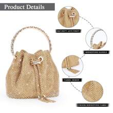Mini Small Rhinestone Evening Party Bags For Women Sparkly Clutch Crystal Bucket Purse Wedding Purses Handbag Shoulder Bag With Detachable Chain - Gold - View 7
