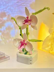 积木永生花DIY花盆可做办公桌摆件生日礼物房间装饰 - 杏色 - 查看 22