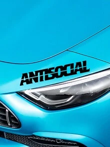 Pegatina de coche antisocial a prueba de agua, reflectante, sin decoloración, no pegajosa, calcomanía de vinilo para decoración personalizada de coche - Negro - Ver 2