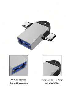 1pc Type-C/Android Dual-Use Usb Conversion Adapter, Suitable For Devices Such As U Disk, Cooler, Card Reader, Phone, Computer, Mouse, Otg Conversion Adapter - Silver - View 7