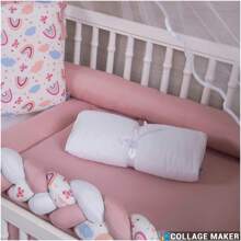 Kit de berço Estampado 9 peças menino menina Arco íris +Trocador