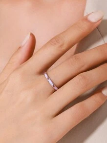 1pc Real 925 Sterling Silver Fashion Elegant Purple  Enamel Process Finger Ring For Women Girls Party Accessories Jewelry