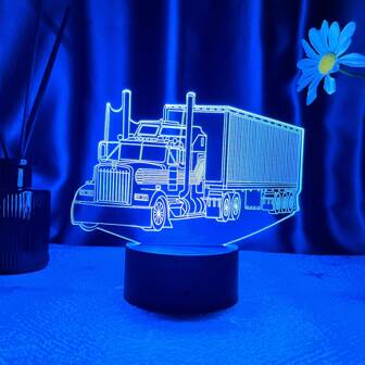 1pc 3d Night Light Creative Tractor Shaped Gift Lamp With Touch Control Visual Desk Lamp, Rgb Environment Lighting With Multiple Colors