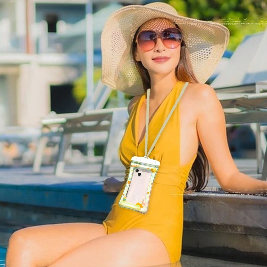 1入通用防水手機袋手機乾袋套，帶吊繩，適用於iPhone 15 14 13 12 Pro Max Xs Max XR X 8 7 6S Plus SE，Galaxy S22 S21 S20，HUAWEI P50等7.0英寸以內的手機 - 黃色 - 查看 1