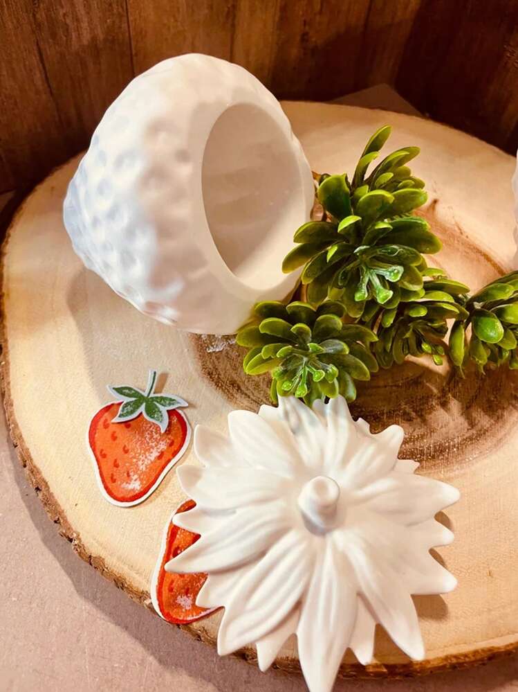 1 件 DIY 草莓覆盖珠宝和化妆品收纳盒、烛台、硅胶模具，适用于家居装饰和汽车配件 - 白色 - 查看 3