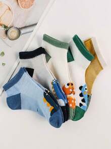 5對裝兒童卡通網眼短襪，春夏男女童透氣舒適襪子 - 彩色 - 查看 2