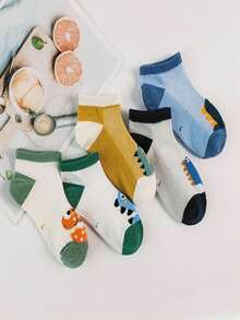 5對裝兒童卡通網眼短襪，春夏男女童透氣舒適襪子 - 彩色 - 查看 3