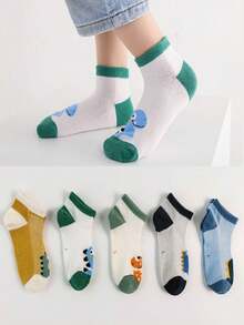 5對裝兒童卡通網眼短襪，春夏男女童透氣舒適襪子 - 彩色 - 查看 4