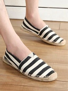 Men's Handwoven Grass Weave Shoes, Spring/Summer New Arrival Linen Boat Shoes With Breathable Canvas, Large Size, Slouchy Fisherman Rope Shoes, Ultra-Lightweight, Asymmetric Patterned Design - Black - View 2