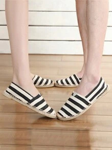 Men's Handwoven Grass Weave Shoes, Spring/Summer New Arrival Linen Boat Shoes With Breathable Canvas, Large Size, Slouchy Fisherman Rope Shoes, Ultra-Lightweight, Asymmetric Patterned Design - Black - View 3