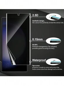 隐私屏幕保护膜适用于三星 Galaxy S22 S23 S24 Ultra S24 Plus S24，3 件装全覆盖水凝胶膜 - 無色 - 查看 7
