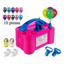 Bomba de Globo de Aire eléctrica, Inflador de Globos con Bomba de Aire de Doble Boquilla Portátil, Soplador de Globos, Inflar Profesional para Decoración, Fiesta,Viene con 10 globos, 2 anudadores manuales, 2 rollos de cinta, 2 puntos de pegamento - Tipo de Enchufe A USA (110-127V) - Ver 1