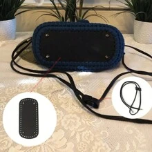 3pcs Diy Knitting Bag Accessories, Including Bag Bottom, Bucket Bag Drawstring And Knitted Bag Strap - Black - View 3
