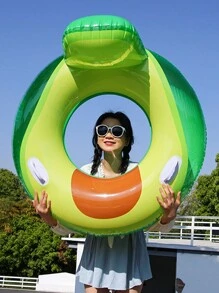 1pc Inflatable Fruit-Shaped Swimming Ring With Handles, Adult Pool Float Lounge For Water Activities Summer Swimming Pool, Beach Water Fun - Green - View 5