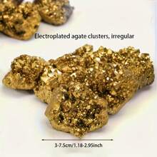 1pc Electroplated Gold Crystal Agate Cluster - Suitable For Home Decor, Crystal Specimen Collection, High-End Diy Jewelry Decoration, Festival Party, The Best Holiday Gift