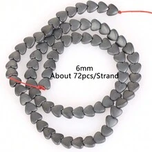 1條天然赤鐵礦石黑色啞面幾何圖案愛心立方圓珠珠寶製作配件耳環項鍊diy配件 15" - 彩色 - 查看 53