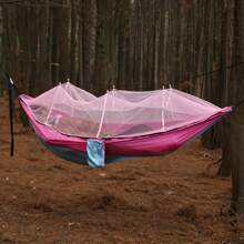 Double Hammock With Mosquito Netting, Anti-Flip Design, Suitable For Outdoor Camping And Home Use - Olive Green - View 6