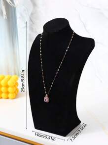 1pc Elegant Black Velvet Necklace Display Stand With Bust Model, Perfect For Boutiques And Live Streaming Events, Showcases Fashionable Necklaces, Adds Delicate Texture For Enhanced Display Performance Sun Travel Cool - Black - View 6