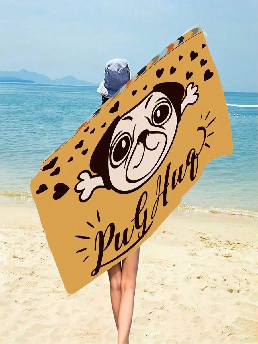 1入組可愛卡通狗印花沙灘巾 - 彩色 - 查看 1