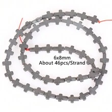 1條天然赤鐵礦石黑色啞面幾何圖案愛心立方圓珠珠寶製作配件耳環項鍊diy配件 15" - 彩色 - 查看 57
