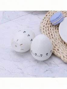 Egg Timer Kitchen Mechanical Countdown Timer Cute Egg Shaped Manual Timing Alarm Clock Cooking Baking Classroom Rotating Reminder (White) - White - View 4