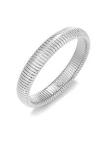 1pc 18K Gold Plated Elastic Vintage Thick Minimalist High-End Striped Bangle Bracelet, Gift For Women, Party Style, Ins Style, Women's Jewelry, Bohemian Style, Delicate Gift, Elegant Bracelet, Stainless Steel Gold Bracelet