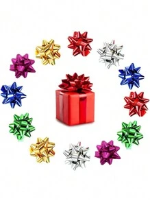 50 piezas Lazos decorativos metálicos mini de 1 pulgada para envolver regalos (Multicolor) - Multicolor - Ver 2