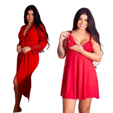 Plus Size Nightgowns & Sleepshirts - Đỏ - Xem 1