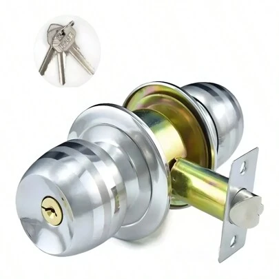 Cerradura Chapa De Perilla De Cromo Acabado Espejo Mate De Níquel Satinado Puerta De Palanca Para Todo Tipo Puerta Madera Aluminio Corrediza de Recamara Principal Residencial Baño Cerradura Con Llave Cerrojo W3901