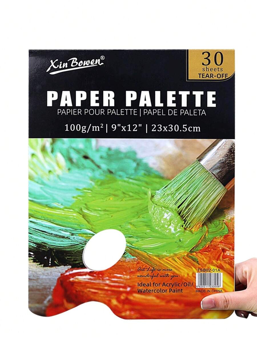 100gsm 30 Sheets Disposable Dual-Sided Watercolor & Oil Painting Color Mixing Paper Book - Black - View 1