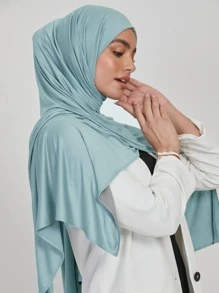 1pc Women's Solid Color Jersey Hijab Scarf, Various Sizes Available Headband For Abaya Women Veil