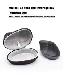 Eva Hard Mouse Case With Wireless Mouse Storage, Ergonomic Vertical Mouse Organizer, Water Resistant, Shockproof Protective Bag With Portable Zipper Design, Raised Inner Groove For Secure Fixing, Suitable For Lift Ergonomic Wireless Blue Mouse - Black - View 2