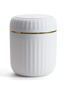 Mini Desktop Trash Can, Pedal-Operated Waste Paper Bin For Living Room, Bedroom, Car, Dining Room - White - View 6