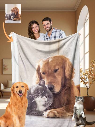 1 pieza Manta personalizada con foto, Manta de felpa personalizada con foto, Foto familiar, Foto de mascota, Foto de pareja, Día de la Madre, Día del Padre, Manta de mascota, San Valentín, Carnaval, Pascua, Acción de Gracias, Día de los Inocentes, Regalo de regreso a clases, Manta para siesta en la oficina, Manta personalizada privada, Manta de vacaciones, Regalo para mamá/papá, Manta de franela con foto, Manta de vacaciones