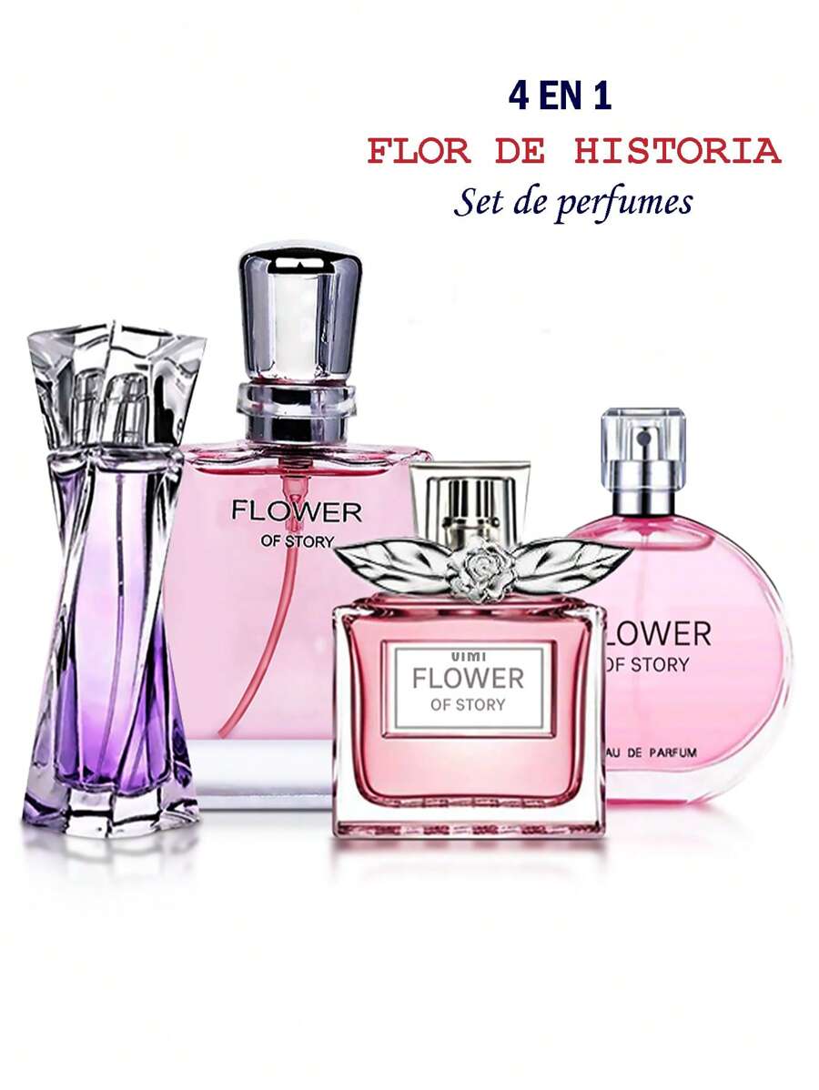 Set De 4 Perfumes Femeninos Con Aroma Dulce y Fresco De 25 ML Y 30 ML