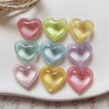 Set de 7 piezas/14 piezas/21 piezas de imanes para nevera con forma de corazón transparente y brillos, mejor regalo estilo INS - Multicolor - Ver 6